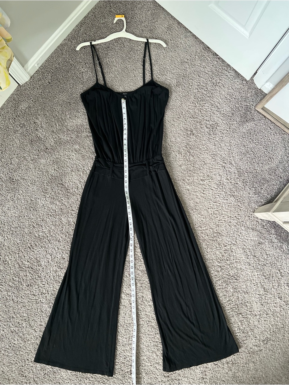 (M) Express Black Wide-Leg Spaghetti-Strap Jumpsuit